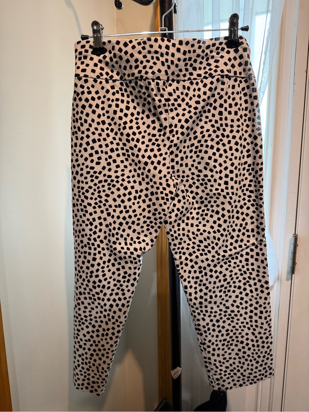Alfani Cream Leggings with Black Spot Print